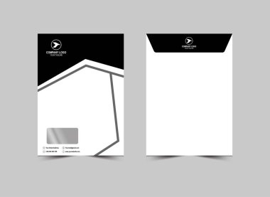 Zarf C4 Tasarım Şablonu Siyah Kırtasiye İşletme Yaratıcı Düzen Vektörü İllüstrasyonu