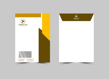 Zarf C4 Tasarım Şablonu Sarı Kırtasiye İşletme Yaratıcı Düzen Vektörü İllüstrasyonu