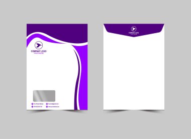 Zarf C4 Şablon Tasarımı Mor Kırtasiye İşletme Yaratıcı Düzen Vektör İllüstrasyonu