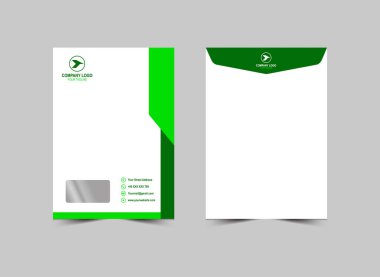 Zarf C4 Şablon Tasarımı Yeşil Kırtasiye İşletme Yaratıcı Düzen Vektörü İllüstrasyonu