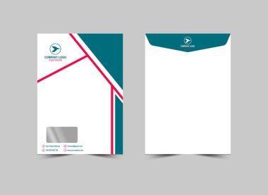 Zarf C4 Şablon Tasarımı Yeşil ve Pembe Kırtasiye İşletmeleri Yaratıcı Düzen Vektör İllüstrasyonu