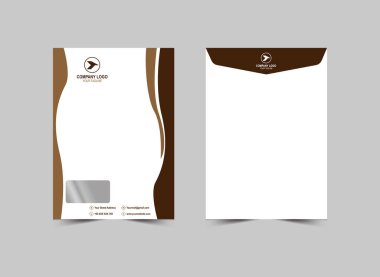 Zarf C4 Şablon Tasarımı Kahverengi Kırtasiye İşletme Yaratıcı Düzen Vektörü İllüstrasyonu