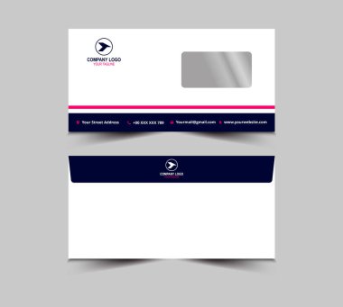 Zarf Tasarım Şablonu Mavi ve Pembe Soyut Kırtasiye İşletmeleri Yaratıcı Düzen Vektör İllüstrasyonu