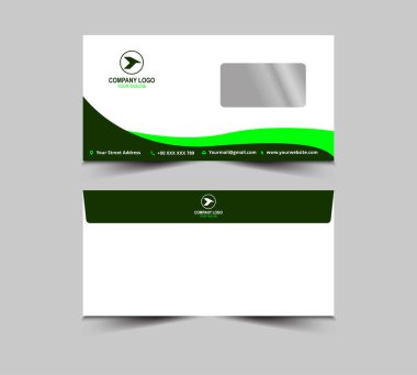 Zarf Tasarım Şablonu Yeşil Soyut Kırtasiye İşletme Yaratıcı Düzen Vektör İllüstrasyonu