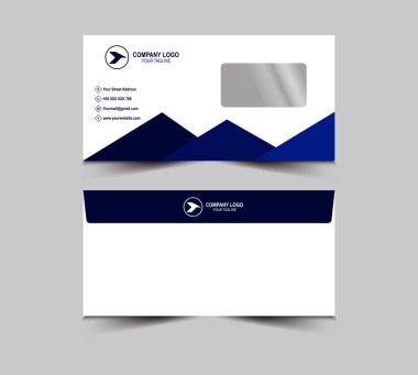 Zarf Tasarım Şablonu Mavi Kırtasiye Soyut Yaratıcı İş Düzeni Vektör İllüstrasyonu