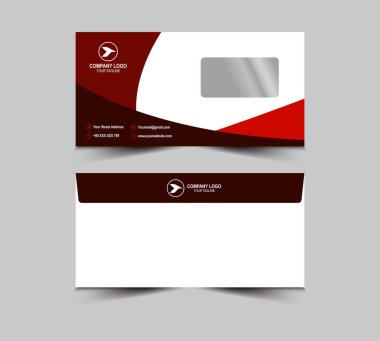 Zarf Tasarım Şablonu Maroon Kırtasiyesi Soyut Yaratıcı İş Düzeni Vektör İllüstrasyonu