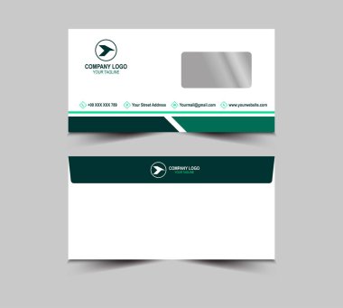 Zarf Tasarım Şablonu Yeşil Kırtasiye Soyut Yaratıcı İş Düzeni Vektör İllüstrasyonu