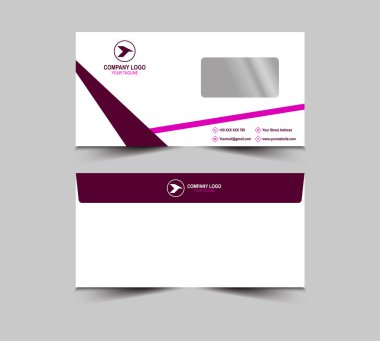Zarf Tasarım Şablonu Mor Kırtasiye Soyut Yaratıcı İş Düzeni Vektör İllüstrasyonu