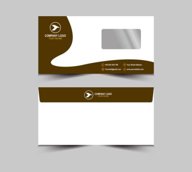 Zarf Tasarım Şablonu Kahverengi Kırtasiye Yaratıcı İş Düzeni Vektör İllüstrasyonu