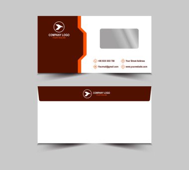 Zarflı DL Tasarım Şablonu Turuncu ve Kahverengi Kırtasiye Yaratıcı İş Modeli Vektör İllüstrasyonu