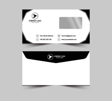 Zarf Tasarım Şablonu Siyah Kırtasiye Yaratıcı İş Düzeni Vektör İllüstrasyonu