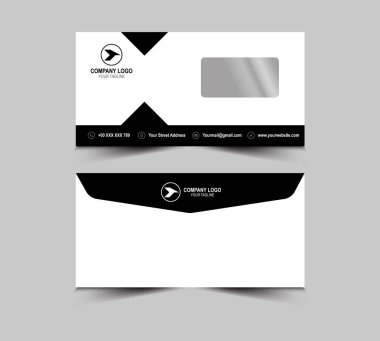 Zarf Tasarım Şablonu Siyah Kırtasiye Yaratıcı İş Düzeni Vektör İllüstrasyonu