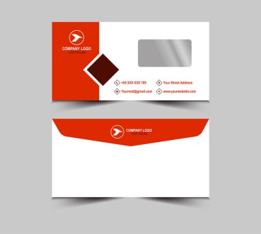 Zarf Tasarım Şablonu Turuncu Kırtasiye Yaratıcı İş Düzeni Vektör İllüstrasyonu