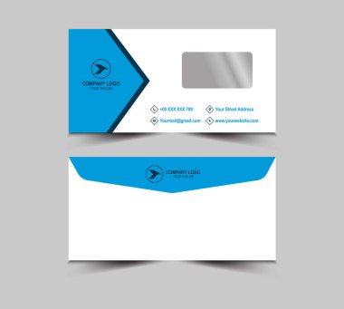 Zarf Tasarım Şablonu Mavi Kırtasiye Yaratıcı İş Düzeni Vektör İllüstrasyonu