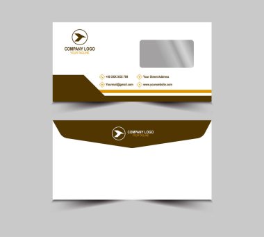 Zarf Tasarımı Şablonu Kahverengi Kırtasiye Yaratıcı İş Düzeni Vektör İllüstrasyonu