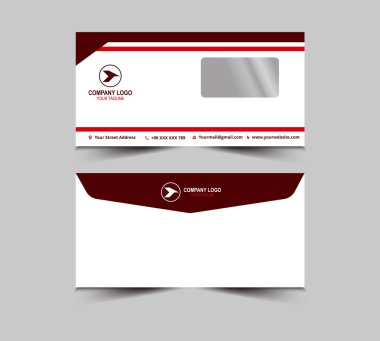 Zarf Tasarım Şablonu Kırmızı Kırtasiye İşletme Yaratıcı Düzen Vektör İllüstrasyonu