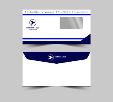 Zarf Tasarım Şablonu Mavi Kırtasiye İşletme Yaratıcı Düzen Vektör İllüstrasyonu