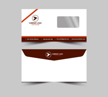 Zarflı DL Tasarım Şablonu Turuncu ve Kahverengi Kırtasiye İşletmeleri Yaratıcı Düzen Vektör İllüstrasyonu