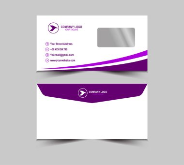 Zarf Şablonu Mor Tasarım Kırtasiye İşletme Yaratıcı Düzen Vektörü İllüstrasyonu