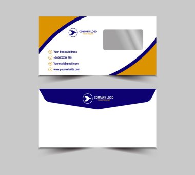 Zarf DL Şablonu Sarı ve Mavi Tasarım Kırtasiye Yaratıcı Tasarım Vektör Çizimi