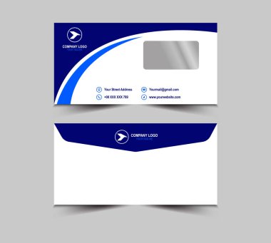 Zarf Şablonu Mavi Tasarım Kırtasiye İşletme Yaratıcı Düzen Vektör İllüstrasyonu