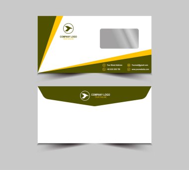 Zarf Şablonu Kahverengi ve Sarı Tasarım Kırtasiye Yaratıcı Düzen Vektör İllüstrasyonu