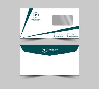 Zarf Tasarım Şablonu Yeşil Kırtasiye İş Yaratıcı Düzen Vektörü İllüstrasyonu