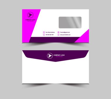 Zarf Şablonu Mor Tasarım Kırtasiye İşletme Yaratıcı Düzen Vektörü İllüstrasyonu