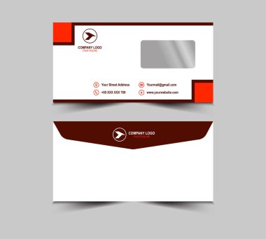 Zarf DL Şablonu Kahverengi ve Turuncu Tasarım Kırtasiye İşletmeleri Yaratıcı Düzen Vektör İllüstrasyonu