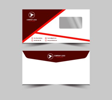 Zarf Şablonu Kırmızı Tasarım Kırtasiye İşletme Yaratıcı Düzen Vektör İllüstrasyonu