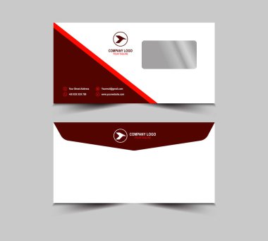 Zarf DL Şablonu Kırmızı Tasarım Kırtasiye İşletme Yaratıcı Düzen Vektör İllüstrasyonu
