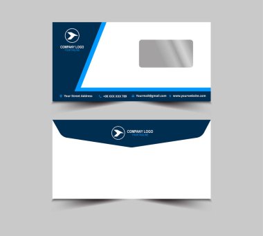 Zarf DL Şablonu Mavi Tasarım Kırtasiye İşletme Yaratıcı Düzen Vektörü İllüstrasyonu