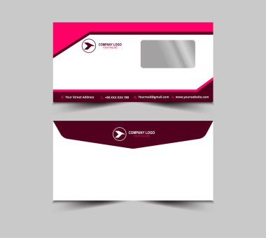 Zarf DL Şablonu Pembe Tasarım Kırtasiye İşletmeleri Yaratıcı Düzen Vektör İllüstrasyonu