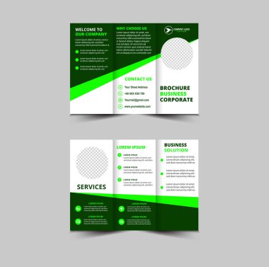 Broşür Tasarım Şablonu Yeşil Renkli Profesyonel Geometrik Yaratıcı İş Vektörü İllüstrasyonu