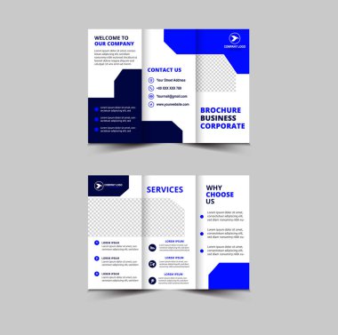 Broşür Tasarım Mavi Şablon Profesyonel Geometrik Yaratıcı İş Vektörü İllüstrasyonu