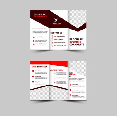 Broşür Tasarım Şablonu Kırmızı Profesyonel Geometrik Yaratıcı İş Vektörü İllüstrasyonu