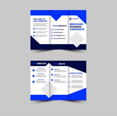 Broşür Tasarım Mavi Şablon Profesyonel Geometrik Yaratıcı İş Vektörü İllüstrasyonu