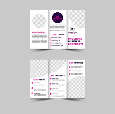 Üç Katlı Broşür Şablonu Mor Profesyonel Geometrik Yaratıcı İş Vektörü İllüstrasyonu