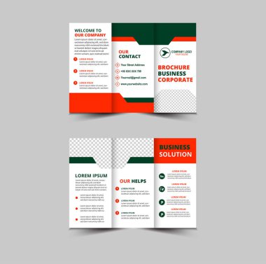 Broşür Şablonu Turuncu ve Yeşil Profesyonel Geometrik Yaratıcı İş Vektörü İllüstrasyonu