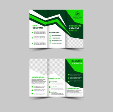 Üç Katlı Broşür Şablonu Tasarımı Yeşil Profesyonel Geometrik Yaratıcı İş Vektörü İllüstrasyonu