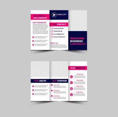 Broşür Tasarımı Mavi ve Pembe Profesyonel Geometrik Yaratıcı İş Vektörü İllüstrasyonu