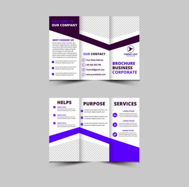 Broşür Şablonu Mavi ve Mor Profesyonel Geometrik Yaratıcı İş Vektörü İllüstrasyonu