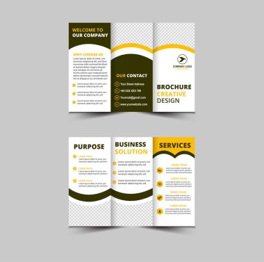 Broşür Şablonu Tasarımı Sarı Profesyonel Geometrik Yaratıcı İş Vektörü İllüstrasyonu