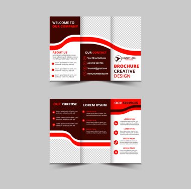 Broşür Tasarımı: Kırmızı Profesyonel Geometrik Yaratıcı İş Vektörü İllüstrasyonu