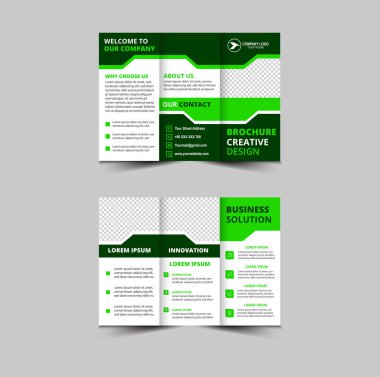 Broşür Tasarımı Yeşil Renkli Profesyonel Geometrik Yaratıcı İş Vektörü İllüstrasyonu
