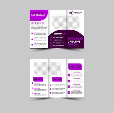 Broşür Şablonu Mor Profesyonel Geometrik Yaratıcı İş Vektörü İllüstrasyonu