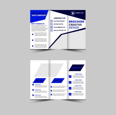 Broşür Tasarımı Mavi Renkli Profesyonel Geometrik Yaratıcı İş Vektörü İllüstrasyonu