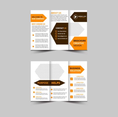 Broşür Tasarımı Turuncu Profesyonel Geometrik Yaratıcı İş Vektörü İllüstrasyonu