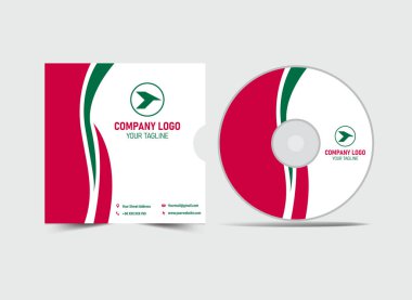 CD Kapağı Şablonu Pembe ve Yeşil Tasarım Yaratıcı Modern Albüm Kapağı Örtüsü Çizimi