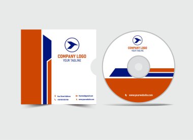 CD Kapağı Şablonu Turuncu ve Mavi Tasarım Yaratıcı Modern Albüm Kapağı Örtüsü Çizimi